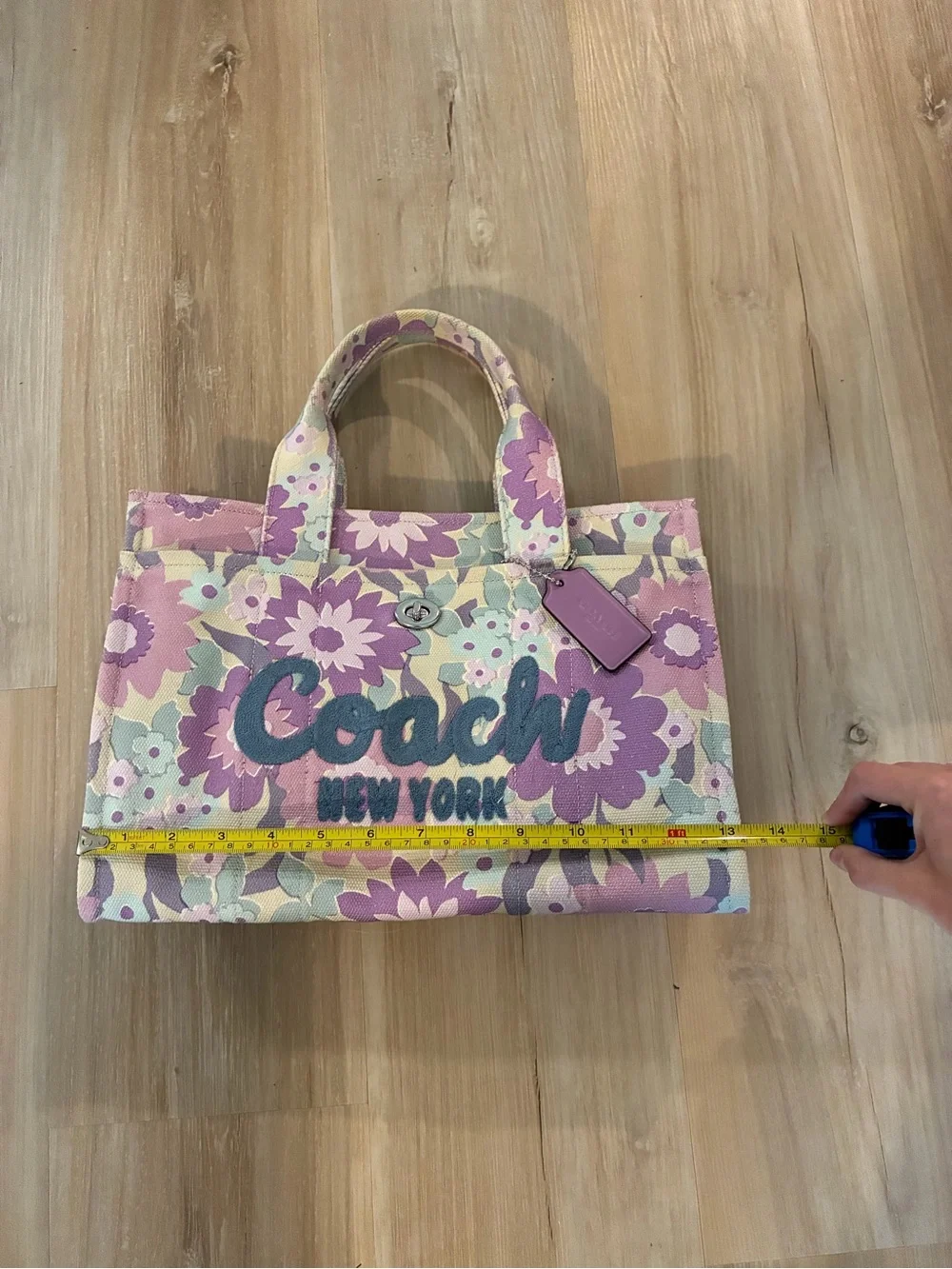 Coach Floral Canvas Tote in Lavender and Mint